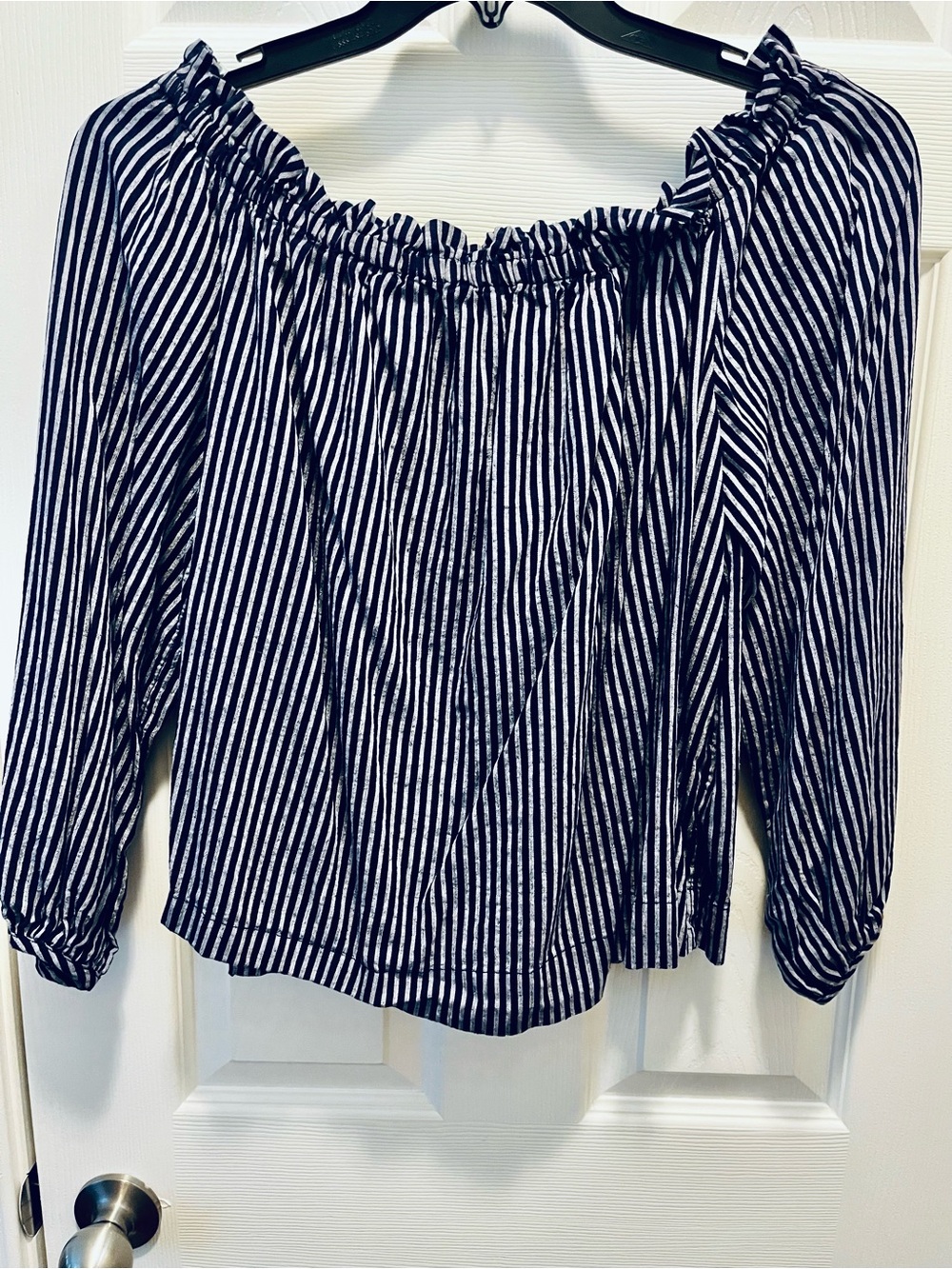 a new day Black & White Striped Off-Shoulder Tunic